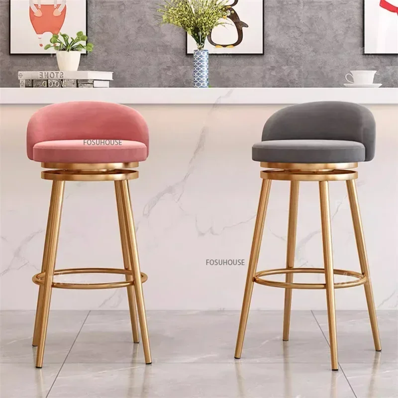 Commercial Kitchen Counter - Скандинавский барный стул из велюра класса